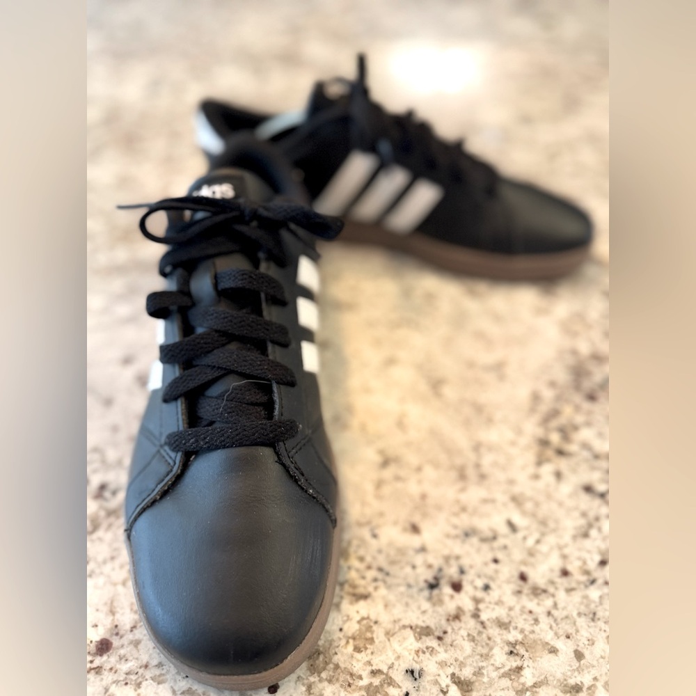 Adidas Black and White Low Profile Sneakers, Like New Condition
